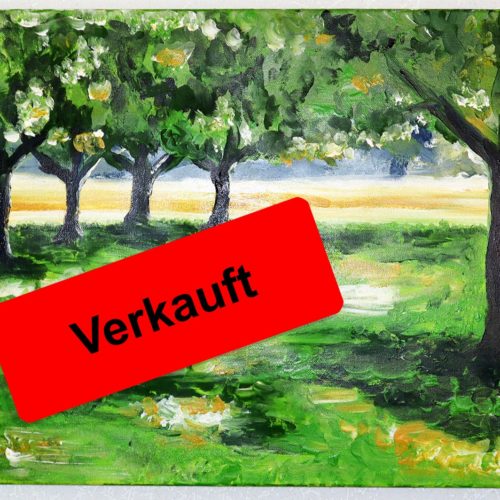 apfelwiese-verkauft Bild Handgemalt Acryl Leinwand 60x50 cm "Apfelwiese"