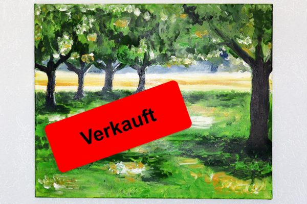 Bild Handgemalt Acryl Leinwand 60x50 cm "Apfelwiese"