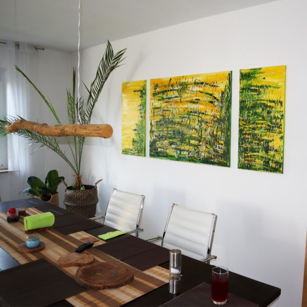 IMG_3779 Bilder Handgemalt Acryl Leinwand "Sommer" Original 3er Set H 80 / B 40-100 cm