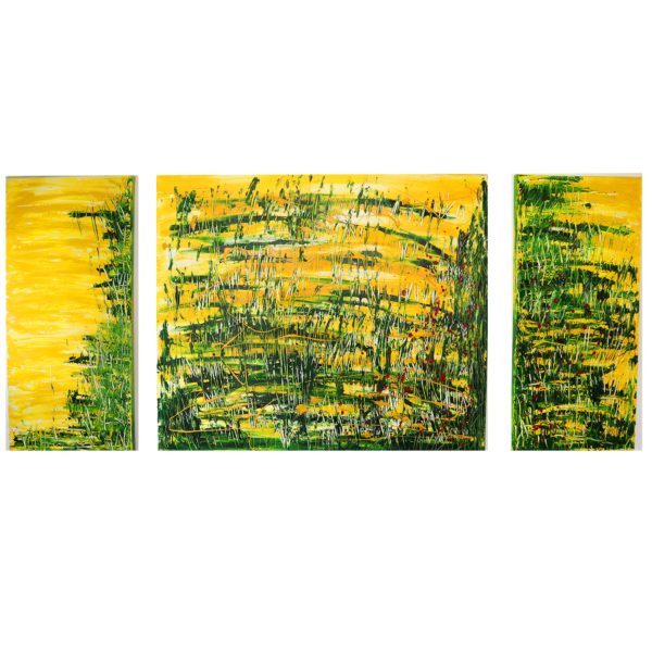 IMG_3781 Bilder Handgemalt Acryl Leinwand "Sommer" Original 3er Set H 80 / B 40-100 cm