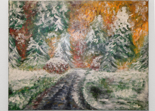Der erste Schnee-1a Bild Handgemalt Acryl Leinwand 75x60 cm "Der erste Schnee"