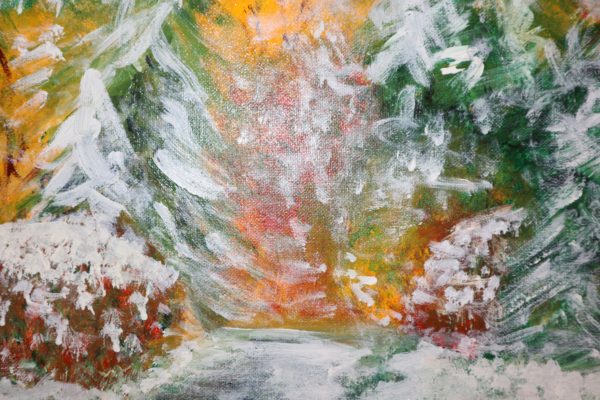 Der-erste-Schnee-4 Bild Handgemalt Acryl Leinwand 75x60 cm "Der erste Schnee"