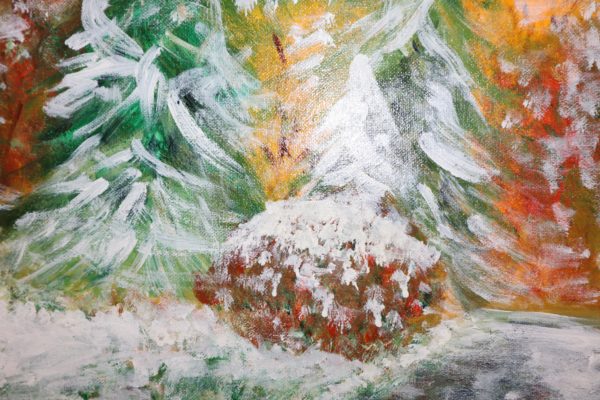 Der-erste-Schnee-5 Bild Handgemalt Acryl Leinwand 75x60 cm "Der erste Schnee"