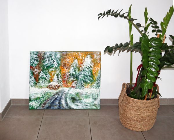 Der erste Schnee-7 Bild Handgemalt Acryl Leinwand 75x60 cm "Der erste Schnee"