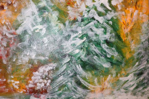 Dererste Schnee-6 Bild Handgemalt Acryl Leinwand 75x60 cm "Der erste Schnee"