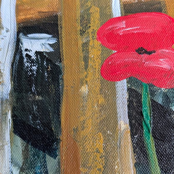 PXL_20250926_143008256 Bild Handgemalt Acryl Leinwand 40x50 cm "Die kleine Mohnblume"