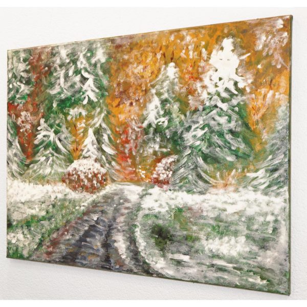 der-erste-Schnee-2 Bild Handgemalt Acryl Leinwand 75x60 cm "Der erste Schnee"