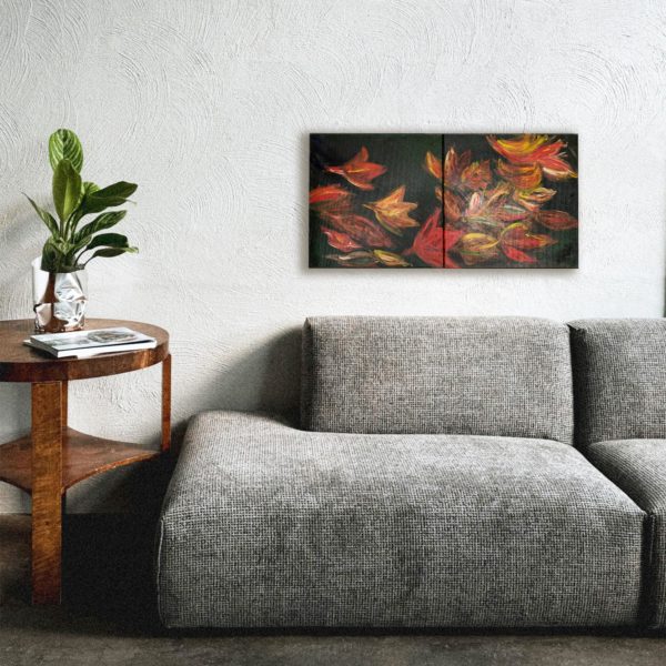 sofa-herbst Bild Handgemalt Acryl Leinwand 40x50 cm "Die kleine Mohnblume"