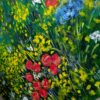 Bilder Handgemalt Acryl Leinwand "Blumenwiese" Original 3er Set H 70 / B 50-100 cm