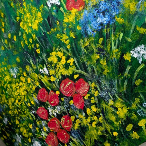 Bilder Handgemalt Acryl Leinwand "Blumenwiese" Original 3er Set H 70 / B 50-100 cm