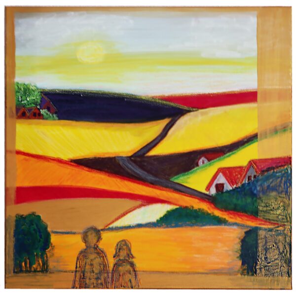 Bilder Handgemalt Acryl+Ölkreide Leinwand Original 2er Set je 70x70 cm "Winter" + "Sommer"