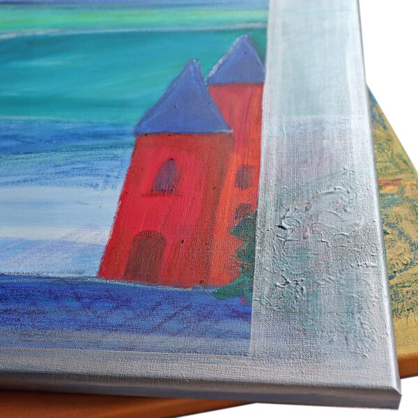 Bilder Handgemalt Acryl+Ölkreide Leinwand Original 2er Set je 70x70 cm "Winter" + "Sommer"