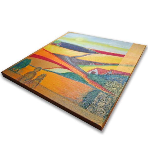 Bilder Handgemalt Acryl+Ölkreide Leinwand Original 2er Set je 70x70 cm "Winter" + "Sommer"