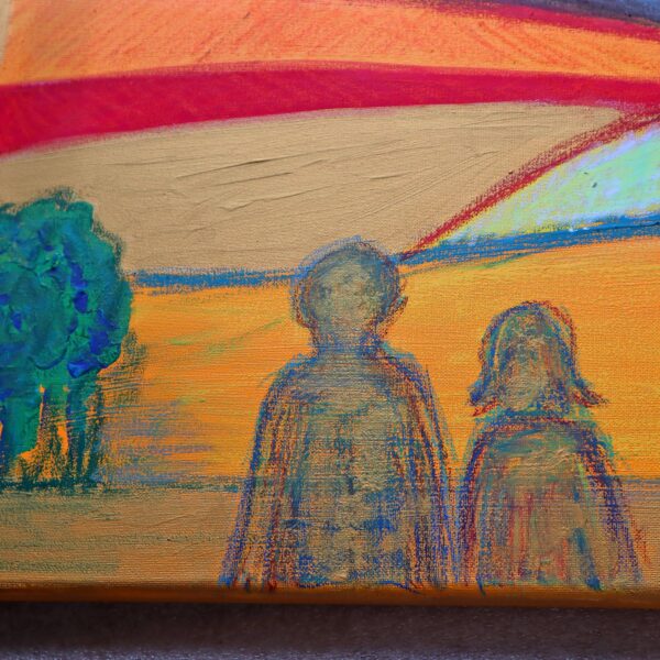 Bilder Handgemalt Acryl+Ölkreide Leinwand Original 2er Set je 70x70 cm "Winter" + "Sommer"