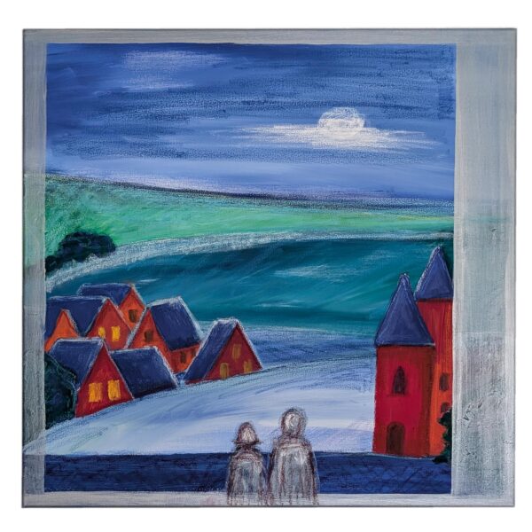 Bilder Handgemalt Acryl+Ölkreide Leinwand Original 2er Set je 70x70 cm "Winter" + "Sommer"