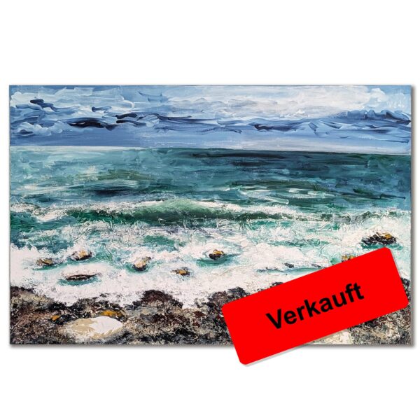 Bild Handgemalt Acryl Leinwand "Ostsee" Original H 80cm / B 120 cm